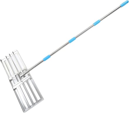 Gazon Hark - Grond Egaliseren - Gazon Onderhoud - Verstelbare Lengte - 76x25cm Kop - Zilver