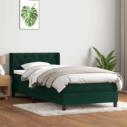 vidaXL - Boxspring - met - matras - fluweel - donkergroen - 80x220 - cm