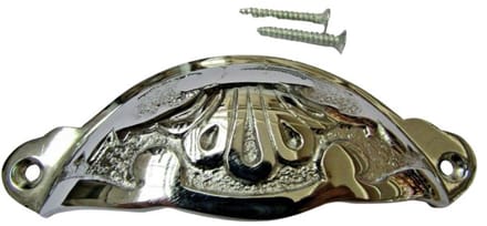 Floral Cup Pull Handle Polished Chrome on Brass