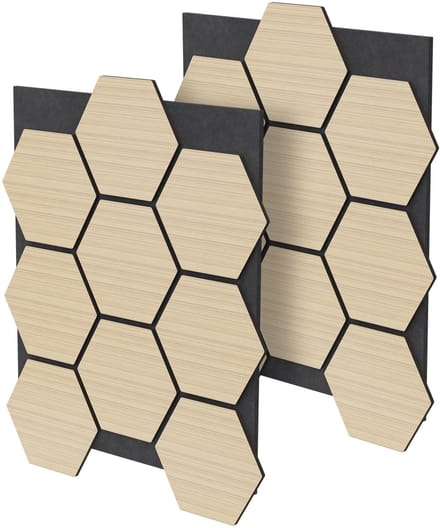 Set van 2 akoestische panelen voor 1m² eiken wandpanelen Hexagon geluidsisolatie ML-Design