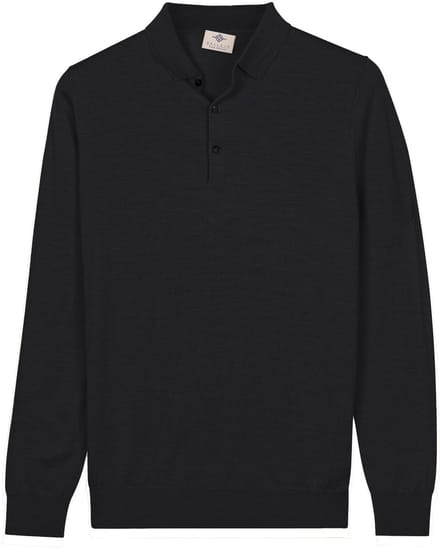 Baileys – Heren – Pullover – Gebreid – Poloshirt – Merinowol – Zwart – 520063-90