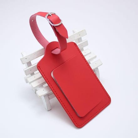 KELERINO. Kofferlabels - Bagagelabels - Leer - Venster - 2 stuks - Rood