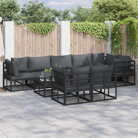 vidaXL - Tuinbank - Set - 8 - st - Zwart - Aluminium