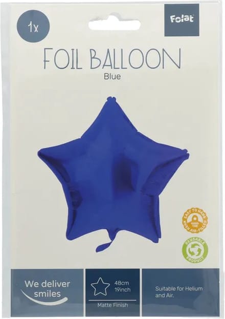 Folat - Folieballon Ster Mat Blauw - 48 cm