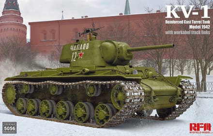 Rye Field Model Modelbouwpakket Militaire voertuigen - 5056 KV-1 Reinforced Cast Turret mod.1942 w/workable track links Plastic - 1:35 - Modelbouw