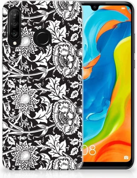 Huawei P30 Lite TPU Case Black Flowers
