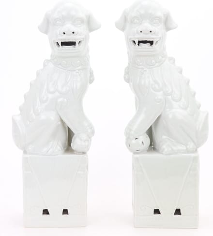 Witte Chinese Tempel Leeuwen Fu Dogs 2 stuks 9 x 12 x 27 cm