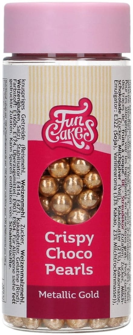 FunCakes Crispy Choco Pearls - Metallic Gold - 60g - Chocolade Taartdecoratie