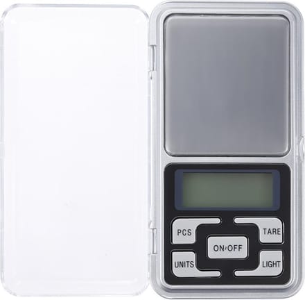 Mini precisie weegschaal | compact formaat | 0,05 - 200 gram | werkt op 2xAAA batterijen (exclusief)