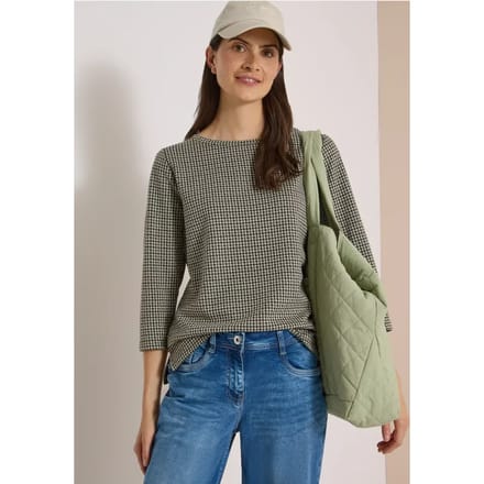 Shirt met 3/4-mouwen in pepita-stijl
