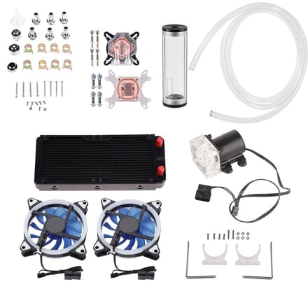 Waterkoelingsset PC - CPU Koeler - Gaming PC - Dubbele LED Ventilatoren - 240 mm - Zwart