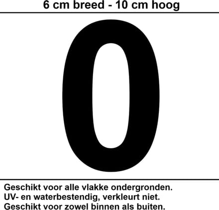 Huisnummer Sticker | Nummer 0 | 10 CM ZWART | Container Sticker | Cijfer Stickers