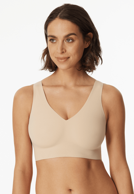 Schiesser Invisible Soft Bustier - uitneembare pads naadloos - Dames - Beha zand