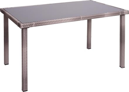 Brulo - Tuintafel - 120x75 cm- poly -rattan - grijs- glas