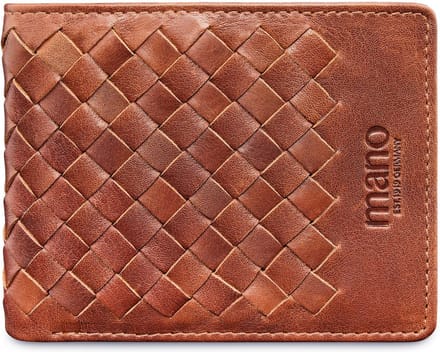 mano Leren Portemonnee Don Luca Mini Coin Wallet with Flap Cognac Bruine