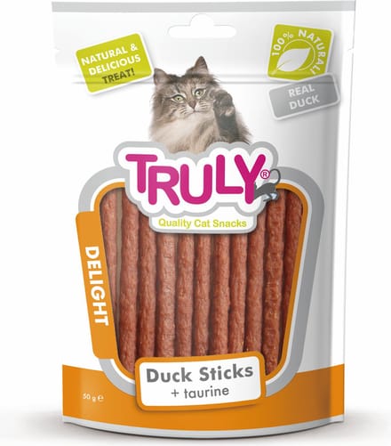 Truly Kattensnack met Eend, Taurine & Omega4 - 5 zakjes van 50 gram
