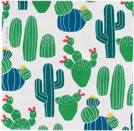 Papieren Servetten - Wit met Cactussen