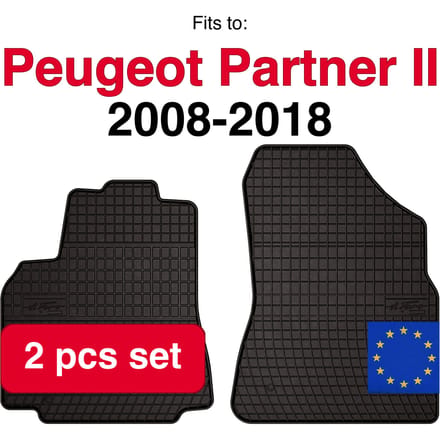 Rubberen automatten voor Citroen Berlingo II kombivan Multispace 2-zits (2008-2018) -Zwarte pasvorm (2 stuks)