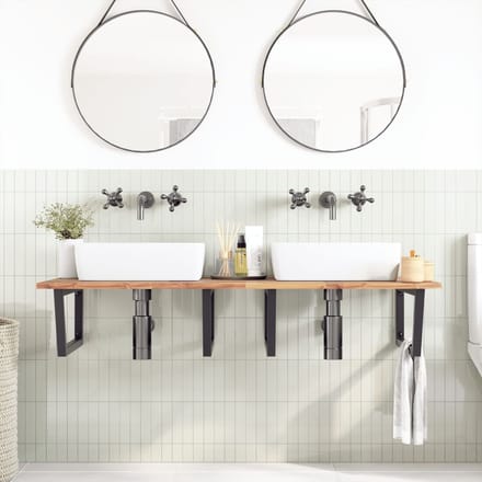 vidaXL - Badkamer - wandschap - staal - en - massief - acaciahout