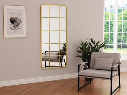 Vente-unique Spiegel in raamvorm met metaal - L60 x H140 cm - Goudkleurig - SCIARA