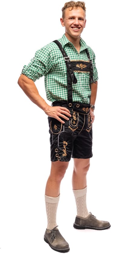 SAMEX Otto - Heren Oktoberfest Lederhose - Zwart met Oktoberfestknopen