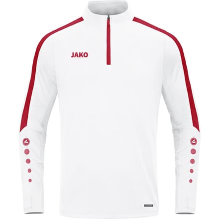 Jako Power Ziptop Heren - Wit / Rood | Maat: 3XL