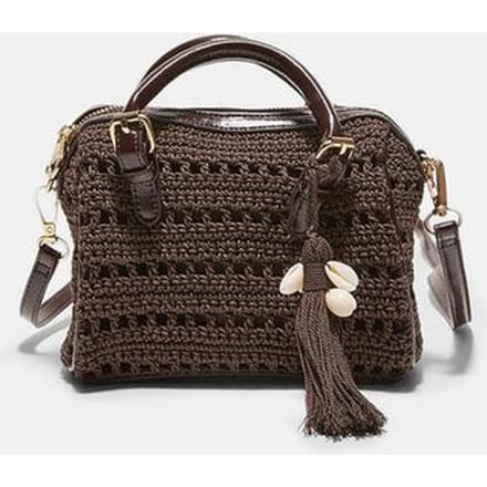 Stradivarius Ronde crochet tote tas  Bruin OS
