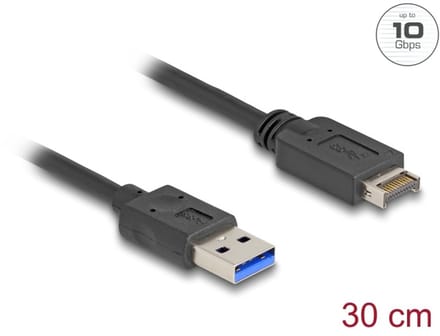 Delock USB 10 Gbps Cable USB Type-E Key A 20 pin male to USB Type-A male 30 cm