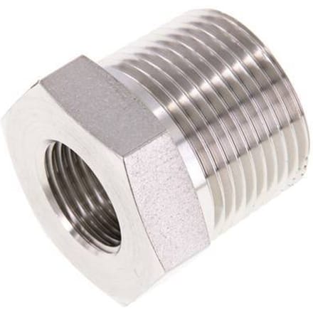 1'' NPT x 1/2'' NPT M/F RVS Verloopring 140 Bar - Hydrauliek - FL2S-MF-ST-100N-012N