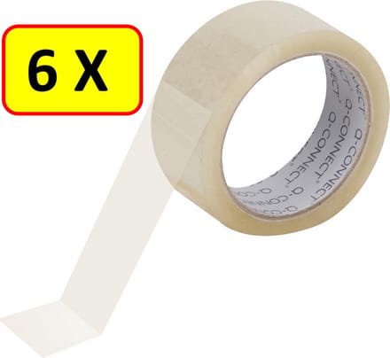 Q-CONNECT standaard verpakkingstape, ft 48 mm x 60 m, transparant, PAK VAN 6
