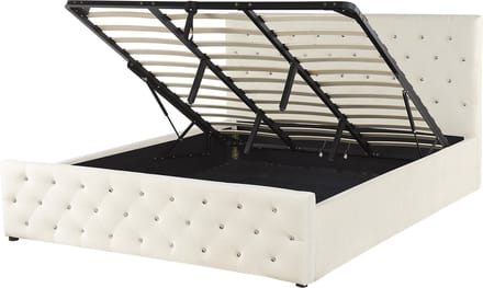 AMIENS - Bed met opbergruimte - Lichtbeige - 180 x 200 cm - Fluweel