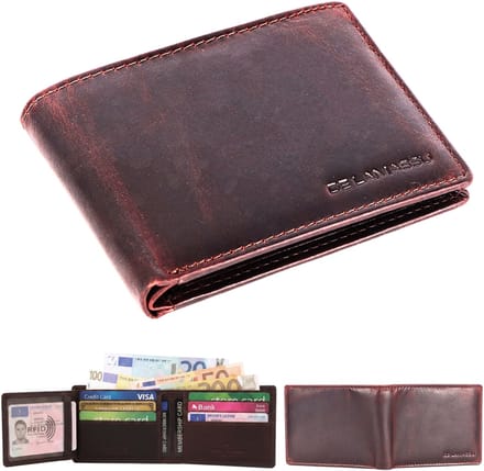 DE LAMASSU® (Emory) RFID Portemonnee – Echt Leer – Slim & Compact – 10 Pasjes – Unisex – Luxe Geschenkverpakking