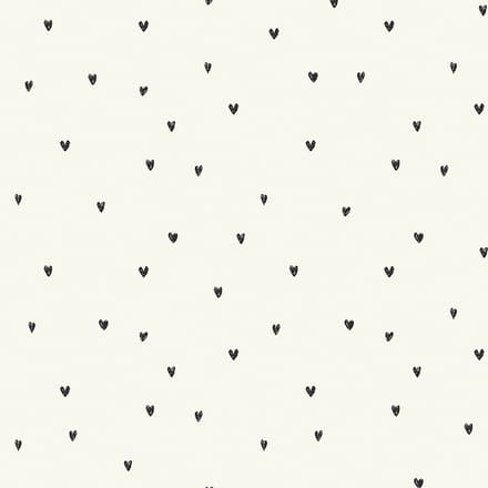 Next vliesbehang Ditsy Heart zwart wit 10mx52cm