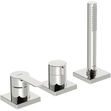 Hansaligna remote mounting set for bath shower, rosettes angular 06439493