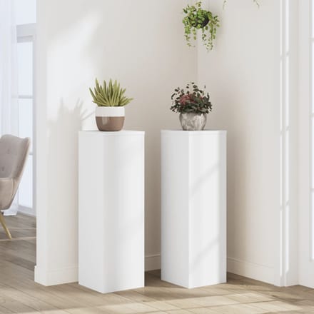 vidaXL - Plantenstandaards - 2 - st - 25x25x80 - cm - bewerkt - hout - wit