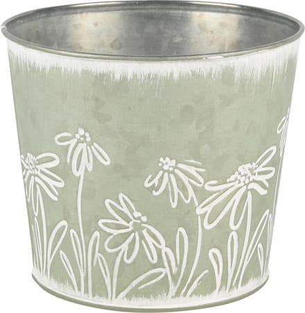 Dekoratief | Bloempot 'Daisies Blooming', metaal, 17x17x15cm | A250623