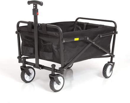 Inklapbare Opvouwbare Stalen Tuin Camping Wagen - 150 lbs Draagvermogen - Zwart