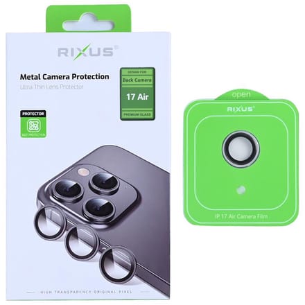 Rixus Metal Shield Camera Tempered Glass For Apple iPhone 17 Air Silver