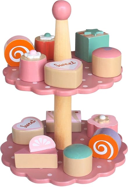 Magni - houten etagère - cakestandaard met 12 losse cakejes