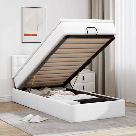 vidaXL - Ottomaanse - bed - met - matras - 100x200cm - kunstleer - wit