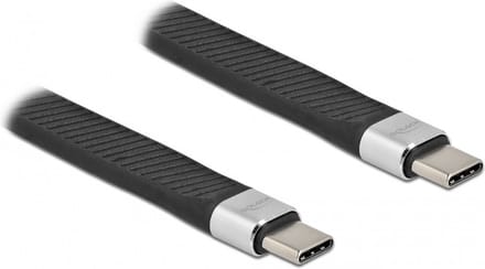 USB-C naar USB-C siliconen kabel met E-Marker chip - USB2.0 - tot 20V/5A / zwart - 0,10 meter