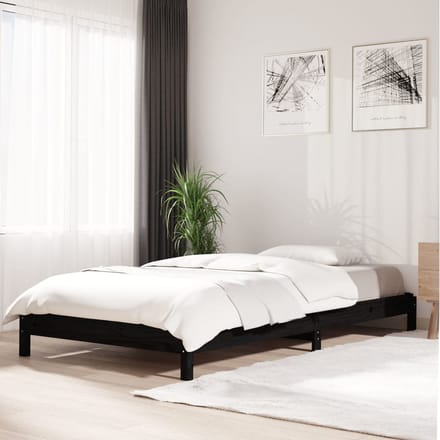 vidaXL - Bed - stapelbaar - 75x190 - cm - massief - grenenhout - zwart