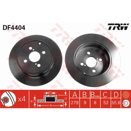 Remschijf TRW LUC DF4404 achter, volledig, 1 Stuk