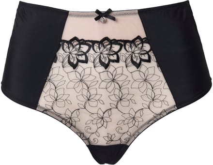 Ulla Popken - Dames - Stringbroekje borduursel microvezel - Poeder - Maat 58+