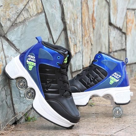 Chaussures de déformation invisibles à quatre roues, Double rangée, chaussures de sport à Double usage, patins à roulettes pour enfants 37