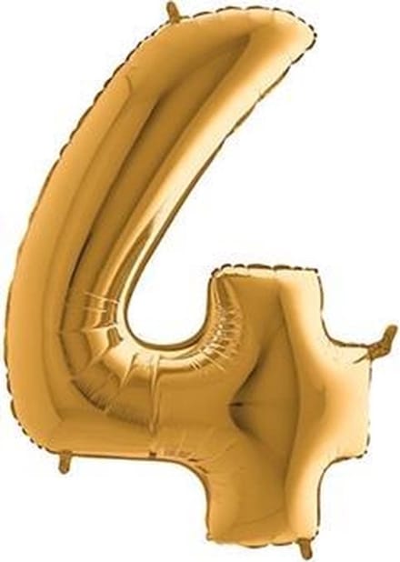 Ballon en Aluminium Chiffre 4 Doré - 102 cm Grabo