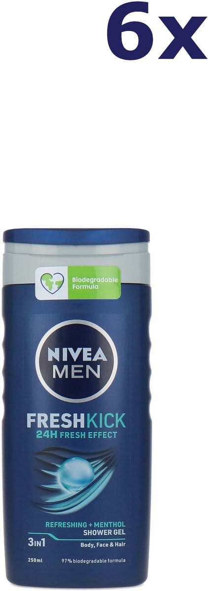 6x Nivea Douchegel Men – Fresh Kick 250 ml