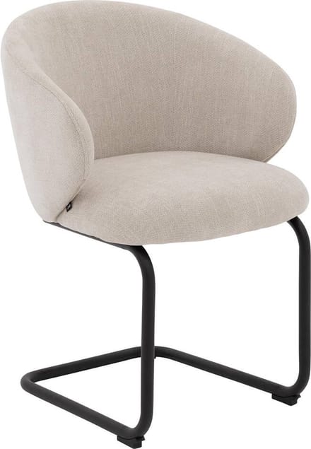 Goossens Eetkamerstoel Noomi - Met Armleuning - Stof - Beige