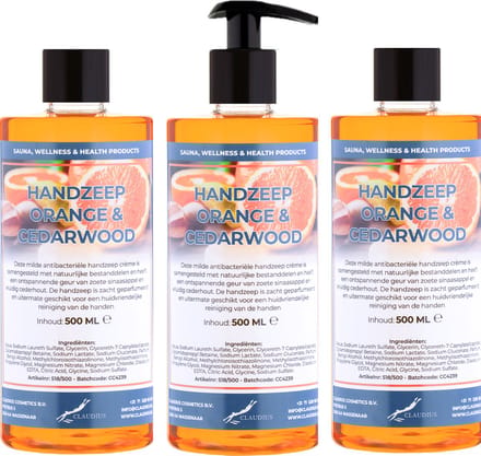 Handzeep Sweet Orange & Cedarwood 500 ml - met gratis pompje - set van 3 stuks
