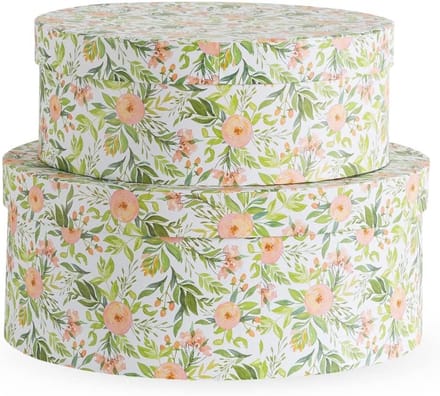 Decoratieve Opslag Kartonnen Dozen - Geschenkdozen met Deksel - Veelzijdig Opbergen - Set van 2 Ovalen - Medium en Large